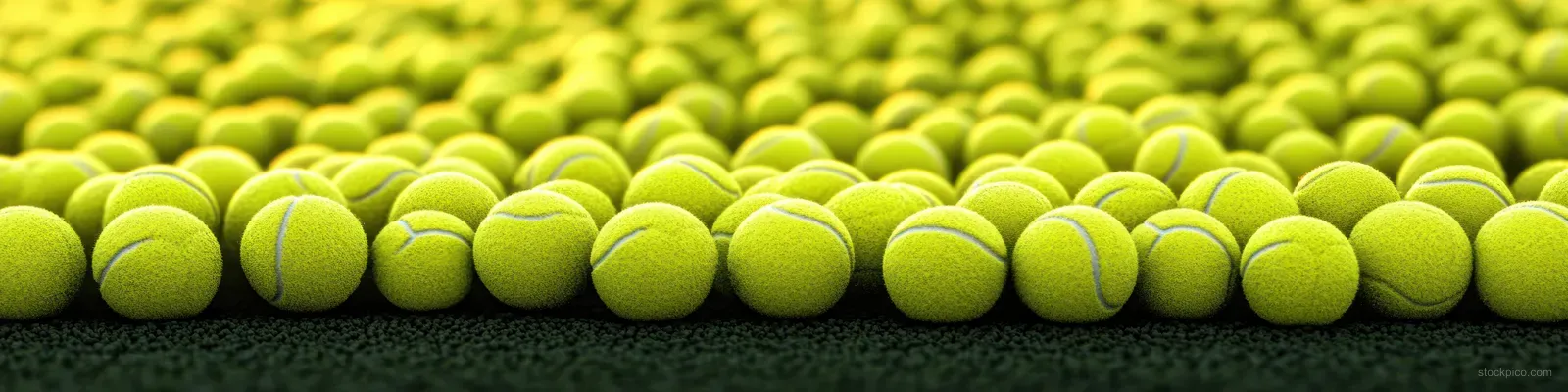 A close-up row of yellow tennis balls with textured felt, rim lighting, and dark shadows.