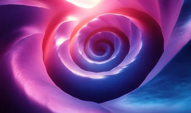 Futuristic glowing spiral tunnel with soft purple and blue gradient depth