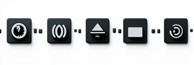 Close-up of five black keyboard function keys showing globe, radio, eject, and radar icons