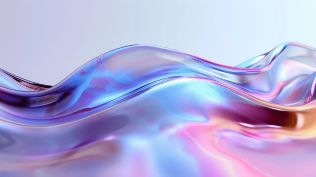 Iridescent Abstract Liquid Waves on Soft Gradient Background