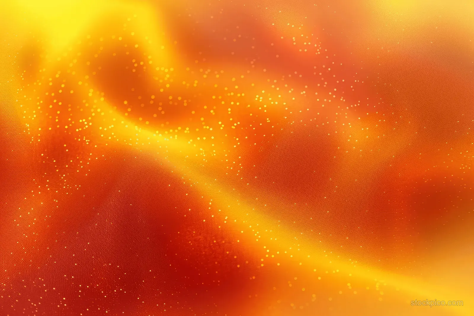 Fiery orange and yellow abstract gradient background with glowing bokeh sparks and soft lighting.