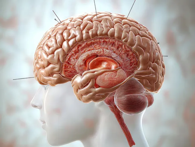 Human brain profile medical illustration highlighting pineal gland thalamus hypothalamus