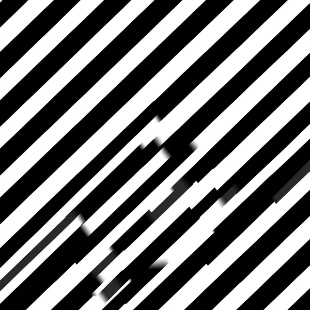 Diagonal black and white stripe pattern with geometric interruptions seamless abstract background