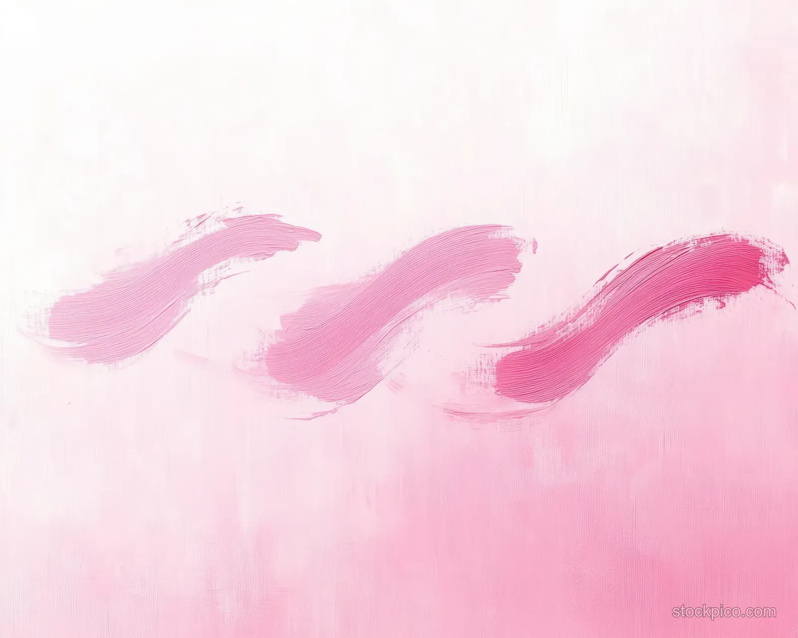 Three broad pink brush strokes sweep across a light pink textured background in an abstract pastel composition.
