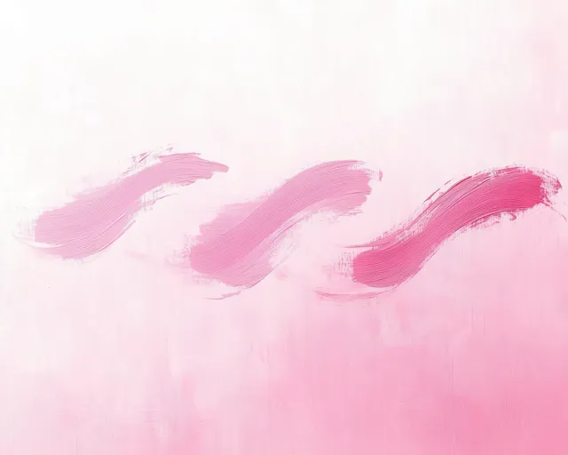 Tres amplias pinceladas rosas se extienden sobre un fondo rosa claro con textura en una composición abstracta pastel.