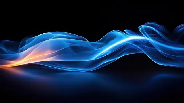 Abstract blue and orange light waves flowing across a dark background with Neon Color Study