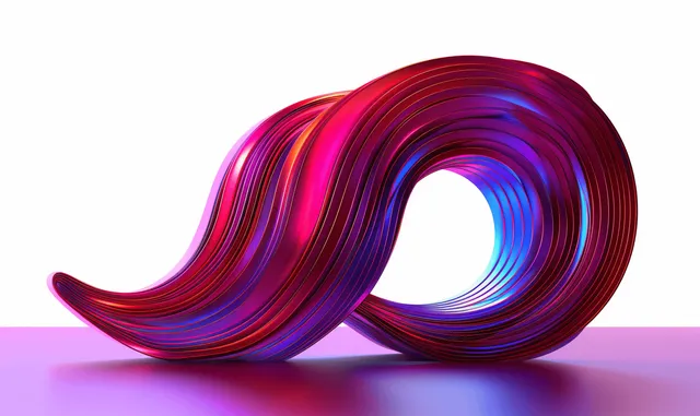 3D red number 5 twisting into purple-blue ribbon loops on a clean backdrop