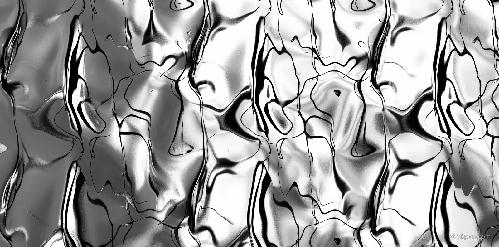 Seamless brushed silver metal texture with rippled reflective patterns.