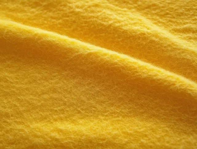 Close-up of soft yellow fuzzy fabric showing gentle folds and tactile fiber texture