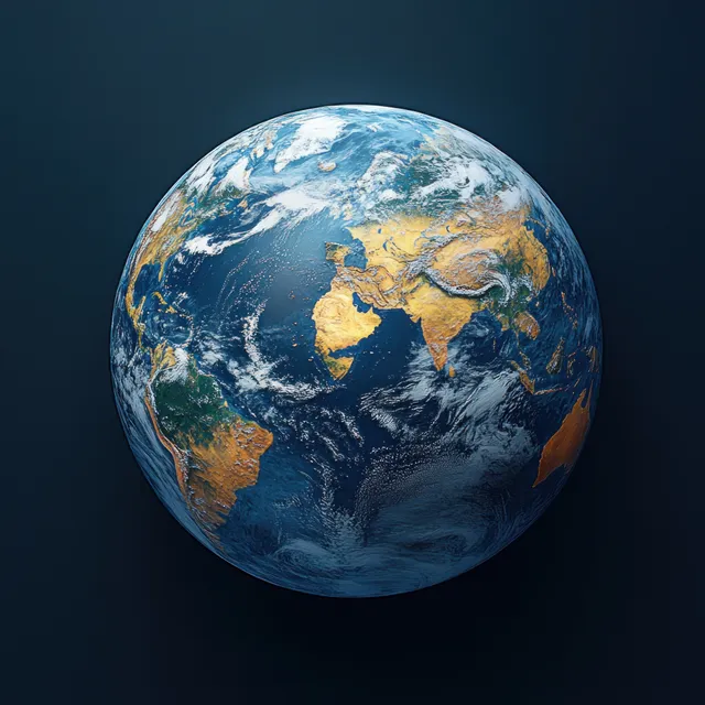 Hyper-realistic Earth globe showing Asia with oceans, curvature, and bright continent detail