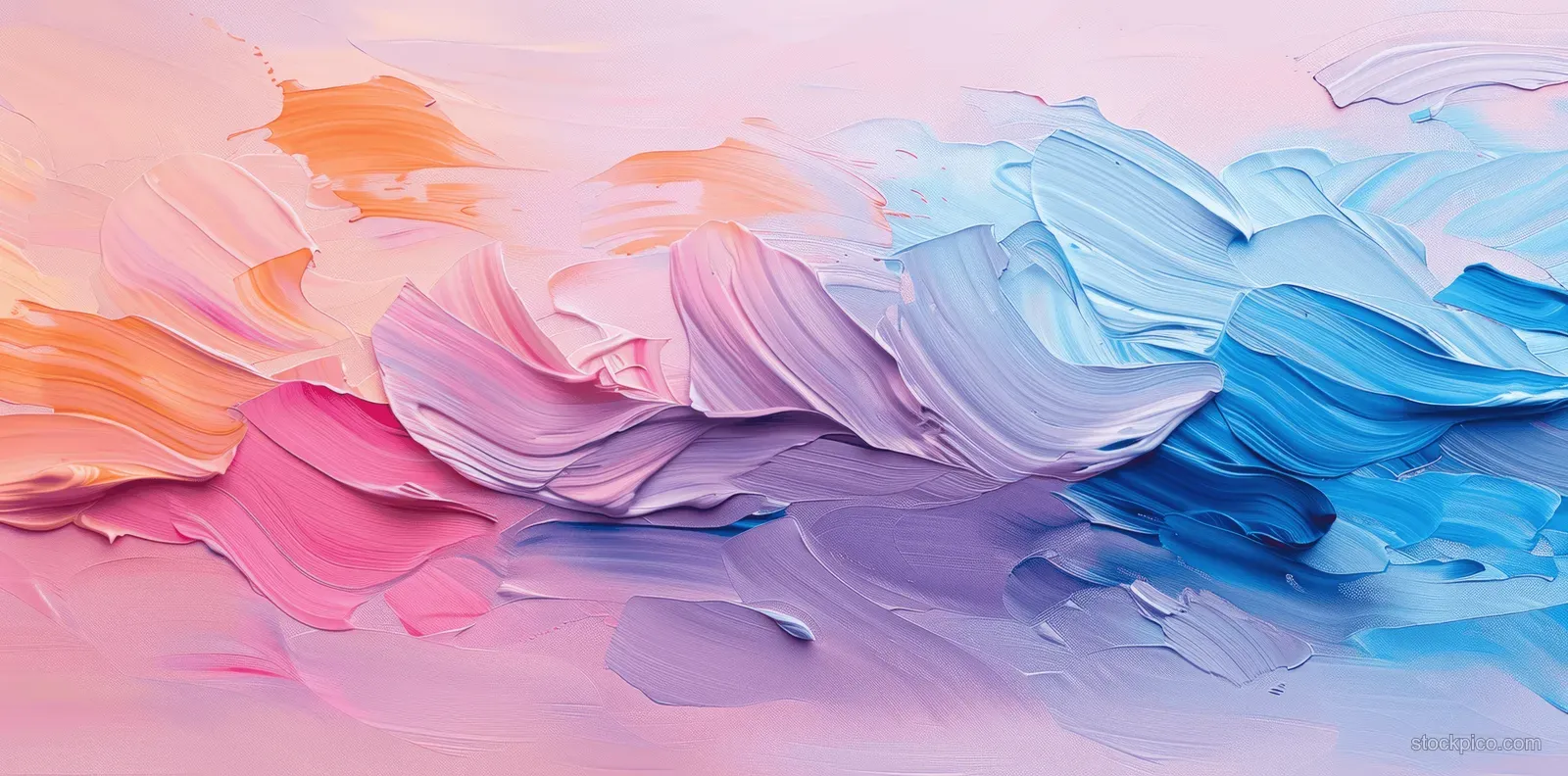 Pastel underwater abstract background with flowing blue, pink, and purple brushstroke swirls and gentle ripples.