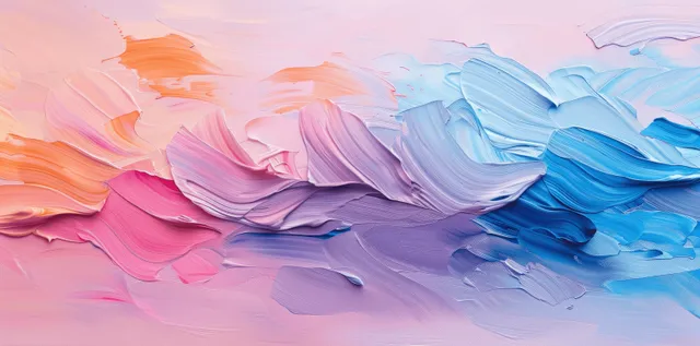 Pastel underwater abstract swirl with blue pink purple oil brushstrokes and light ripples