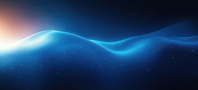 Glowing blue wave gradient lighting across dark background with smooth curved contours