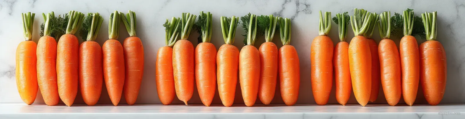 Three piles of fresh carrot sticks arranged on a clean white background under studio lighting.
