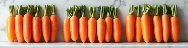 Fresh carrot sticks arranged in three piles on a clean white studio background