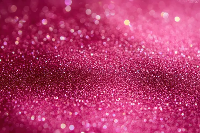 Pink glitter texture background with shimmering sparkle and soft bokeh lights fading into the distance.