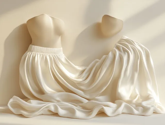 White sleeveless tank top draped on a mannequin with soft folds against a light background.