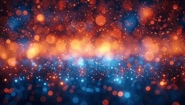 Blue and orange disco lights with bokeh glow beams across a dark party backdrop