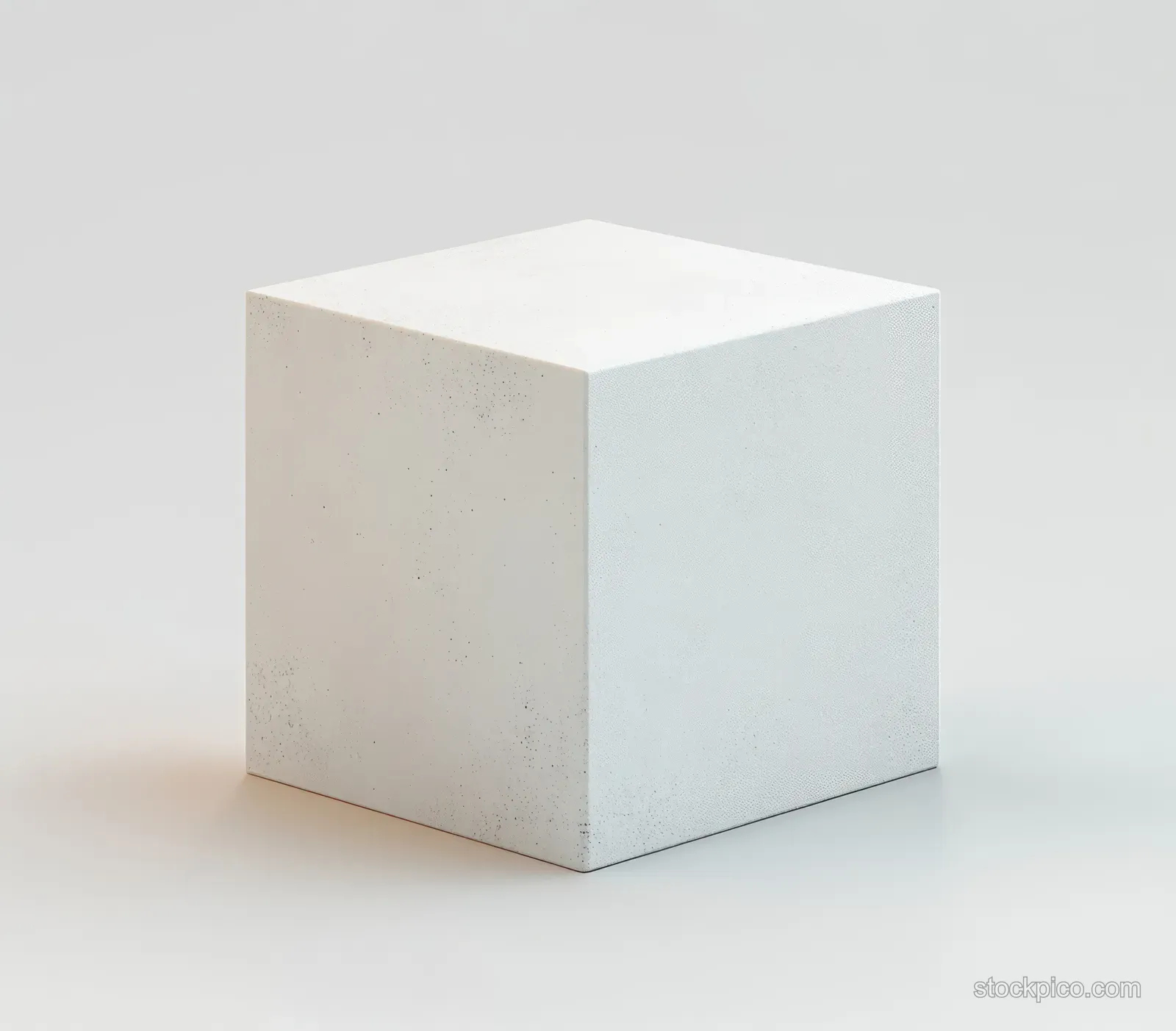 Matte white cube candle box mockup on a gray studio background with soft shadow.