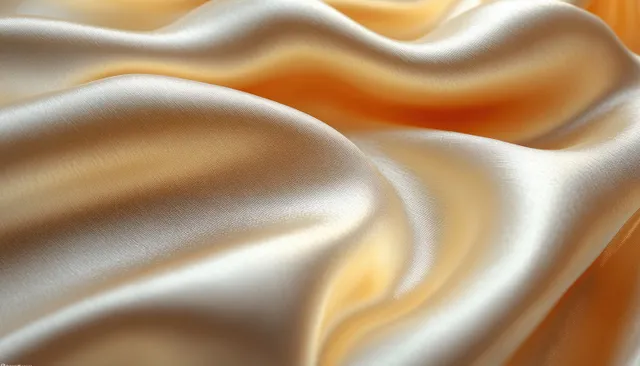 Soft beige satin silk waves with smooth folds and glossy highlights as an abstract textile background