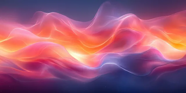 Soft pastel wavy gradient lines forming glowing fluid waves across a dark background