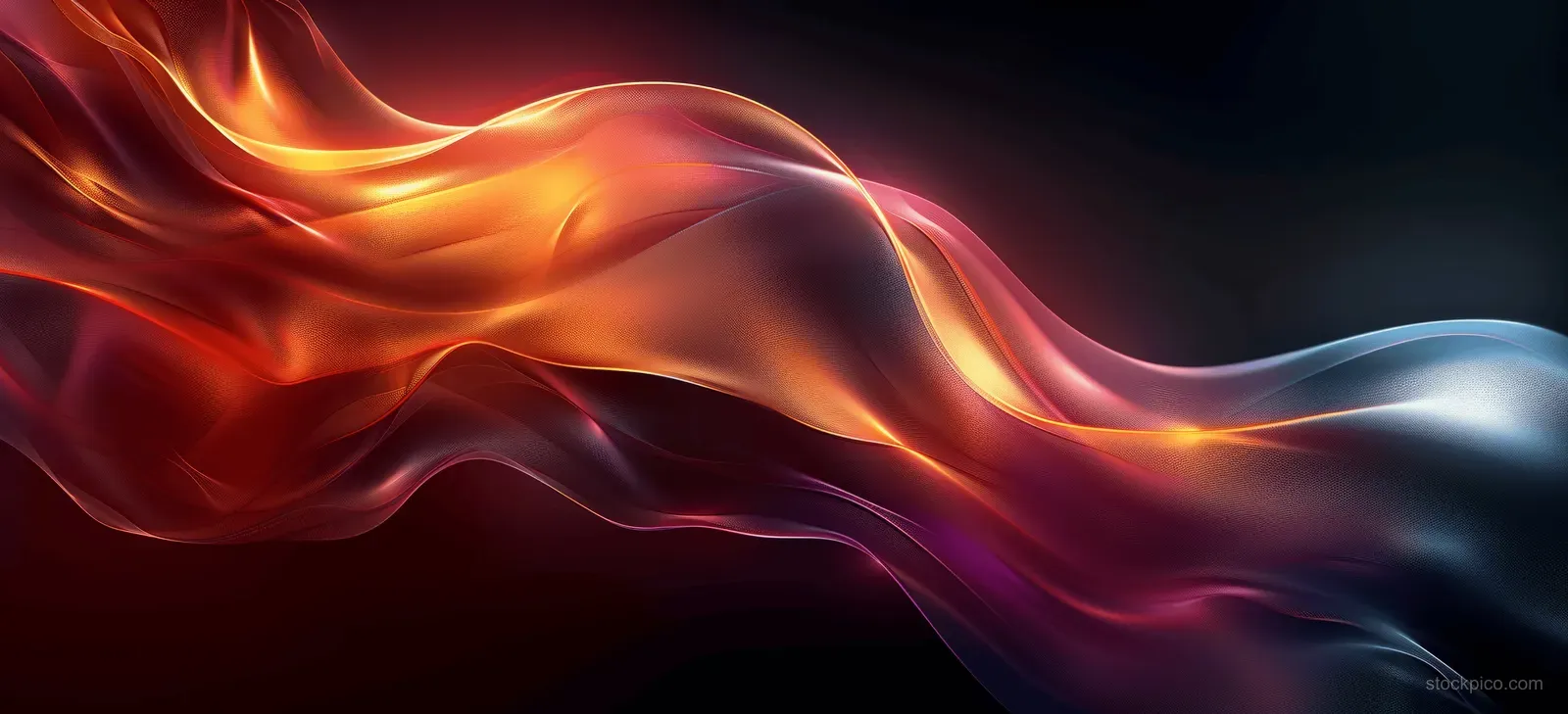 Vivid flame-like light trails and gentle swirls create a glowing energy effect against a dark background.
