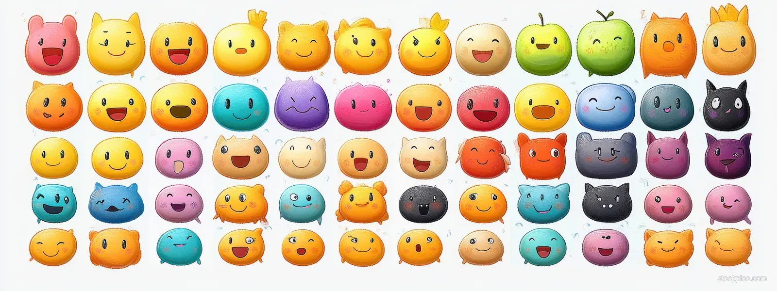 A colorful grid of emoji faces including Halloween and election themed expressions.