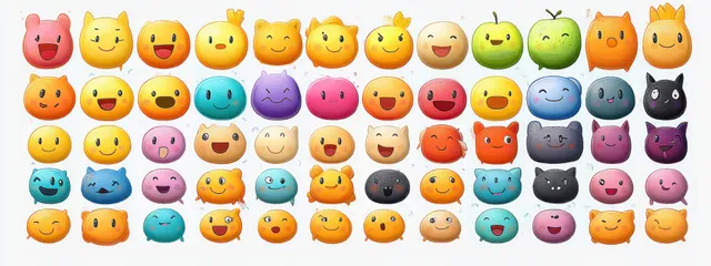 Colorful emoji grid showing Halloween and election themed faces with expressive stickers