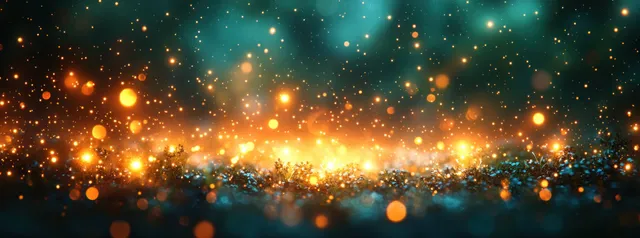 Glowing Green and Golden Christmas Bokeh Lights Abstract Background