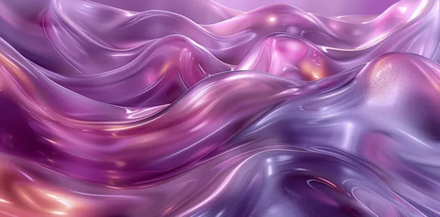 Purple and silver metallic liquid waves ripple across an abstract horizontal background