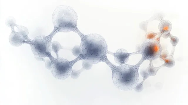 Glowing molecular model floating in soft light with atom connections and depth