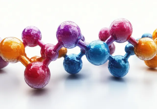 Colored molecular spheres connected by bonds depict an antioxidant interacting with free-radical particles on a light background.