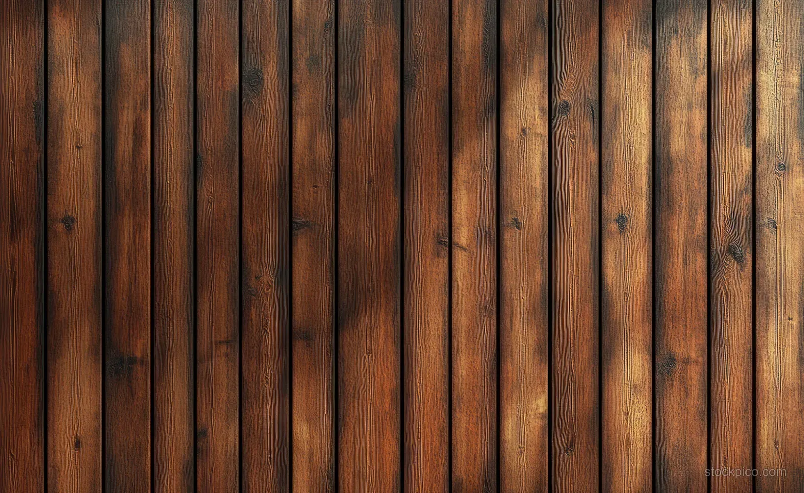 Warm rustic wooden wall of symmetrical vertical planks with visible grain and soft ambient lighting.