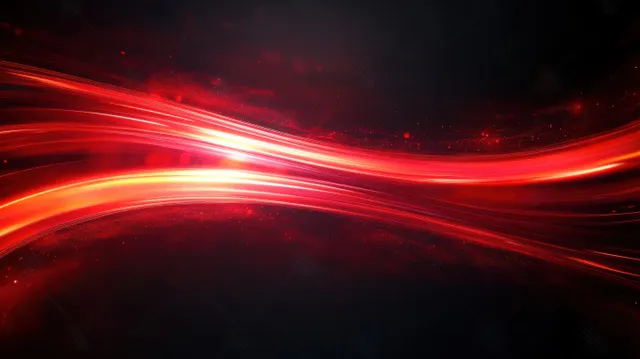 Red glowing light streaks speeding across dark black background with abstract lens flare