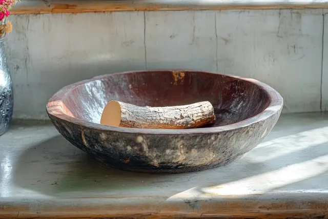 Traditional Ulekan mortar with garlic and onion ready for spicy sambal sauce