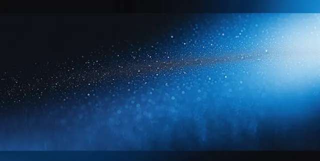 Blue to black glow gradient with grainy texture and blurred light streaks across banner