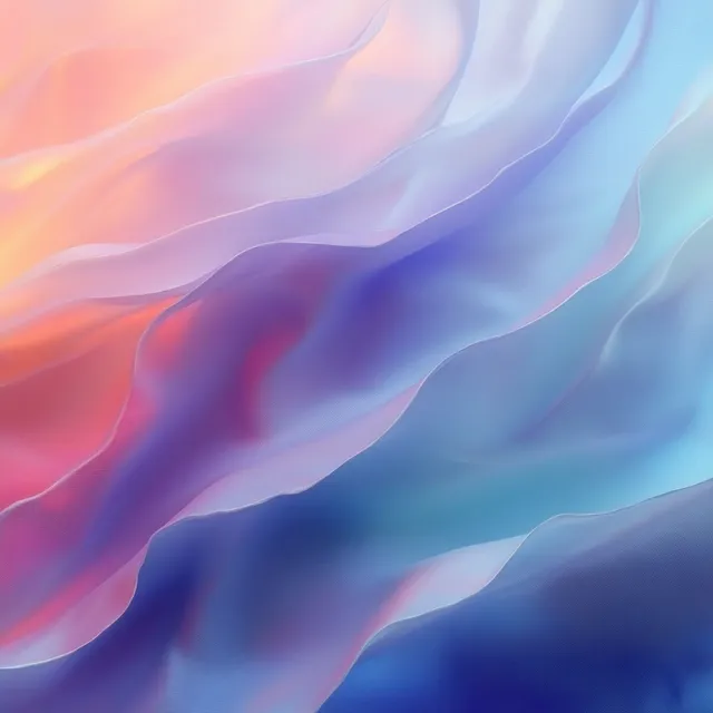 Pastel iridescent holographic waves with fluid gradient glow forming an abstract background