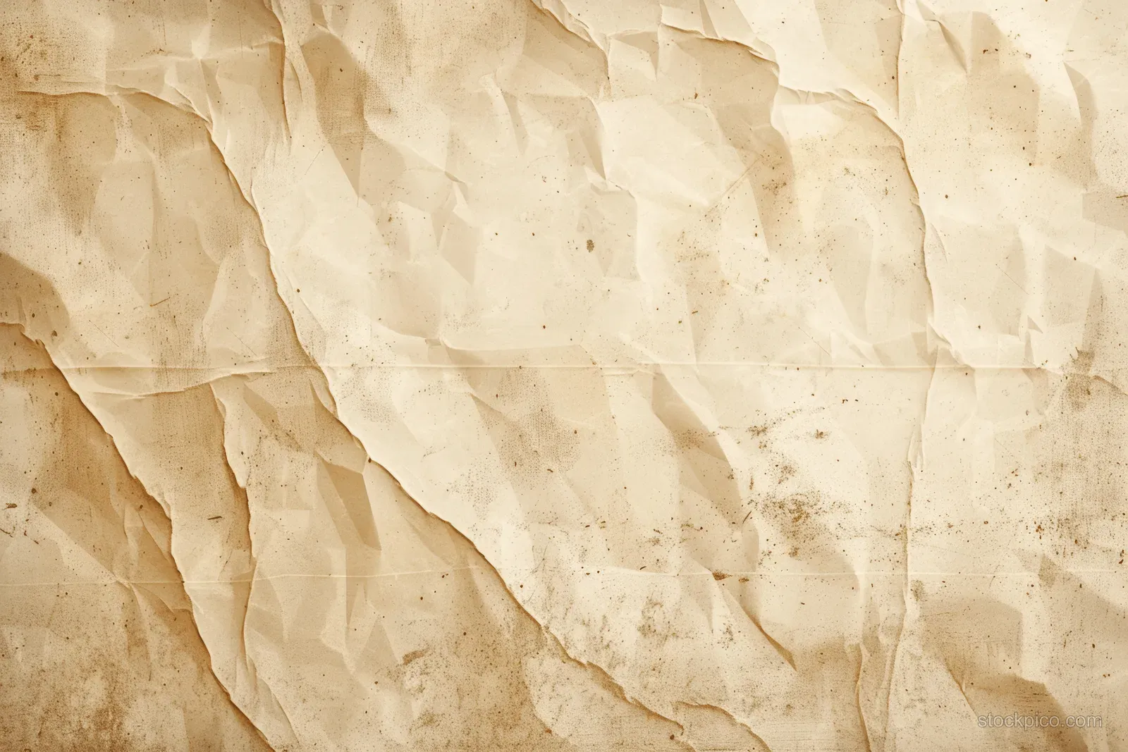A beige parchment background with deep creases and light stains in a warm aged yellow tone.