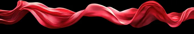 Red flowing fabric wave swirls across a dark background with smooth silky folds