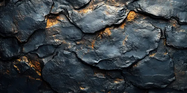 Dark slate stone wall texture with glowing cracks under dramatic side lighting