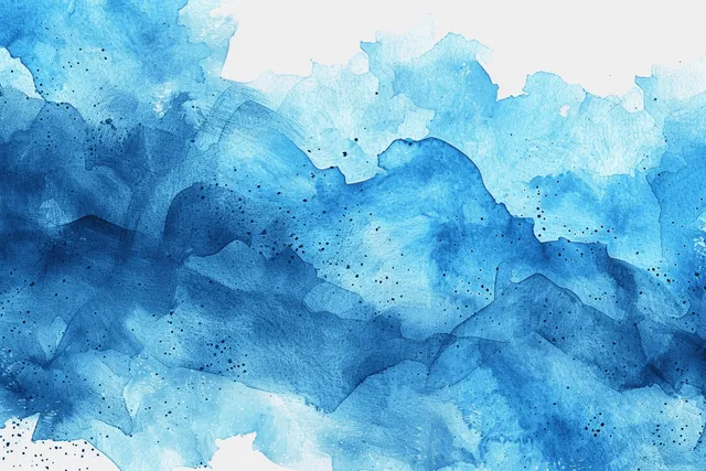 Blue and turquoise watercolor wash with layered abstract cloud textures