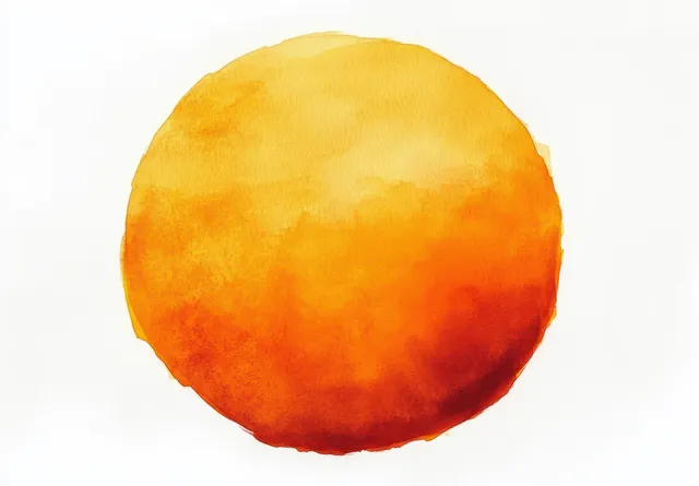 Warm orange-yellow watercolor circle with soft blended edges on a white background.