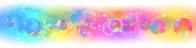 Neon gradient bubbles floating across a soft glowing multicolor background