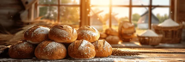 Handmade matzah dough rounds sit on a floured board in a rustic kitchen with warm oven light.