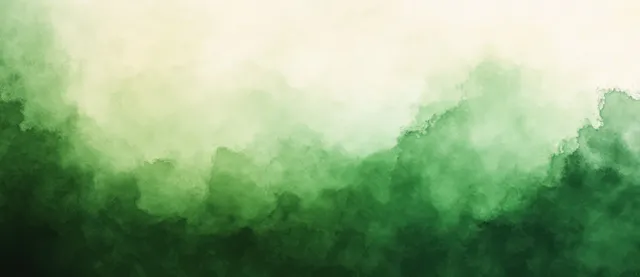 Soft green watercolor wash with faint white grunge texture and hazy misty gradient background.