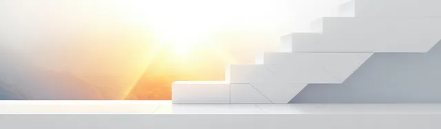 White geometric blocks and steps with soft diffused light and subtle shadows