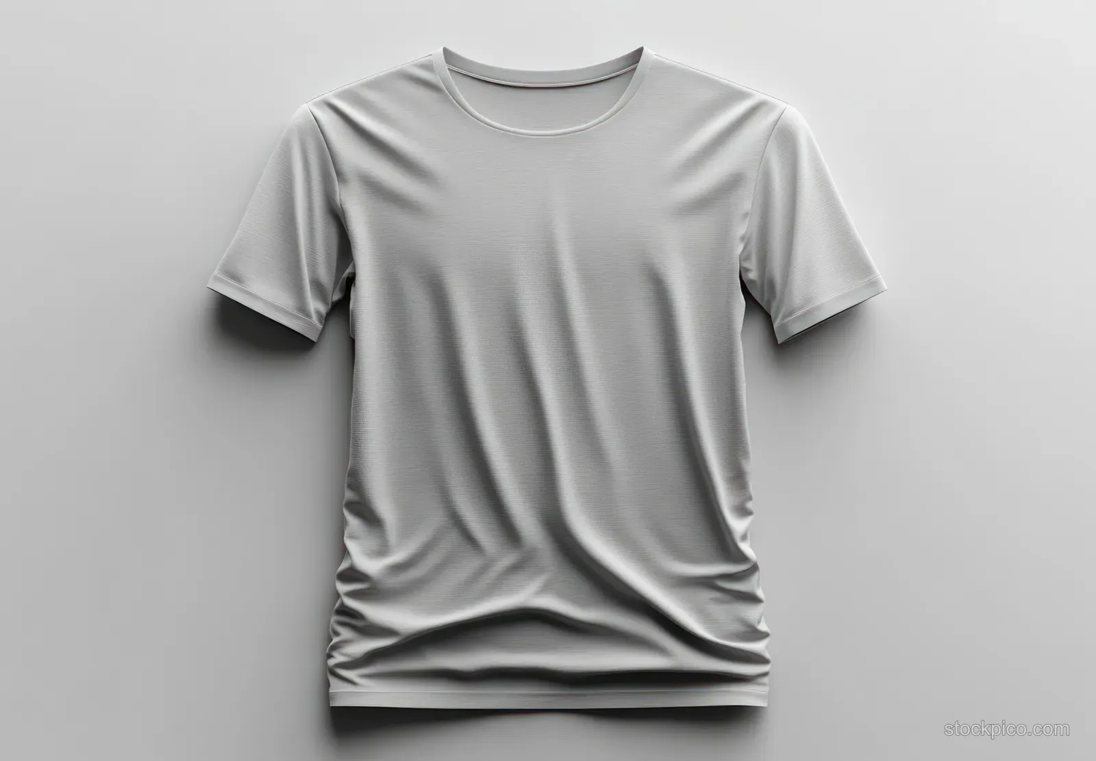 Gray t-shirt mockup displayed front and back on a clean white background with visible fabric folds.