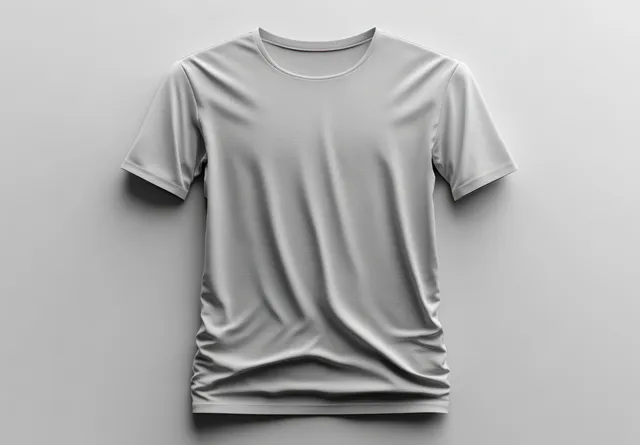 Gray t-shirt mockup displayed front and back on a clean white background with visible fabric folds.