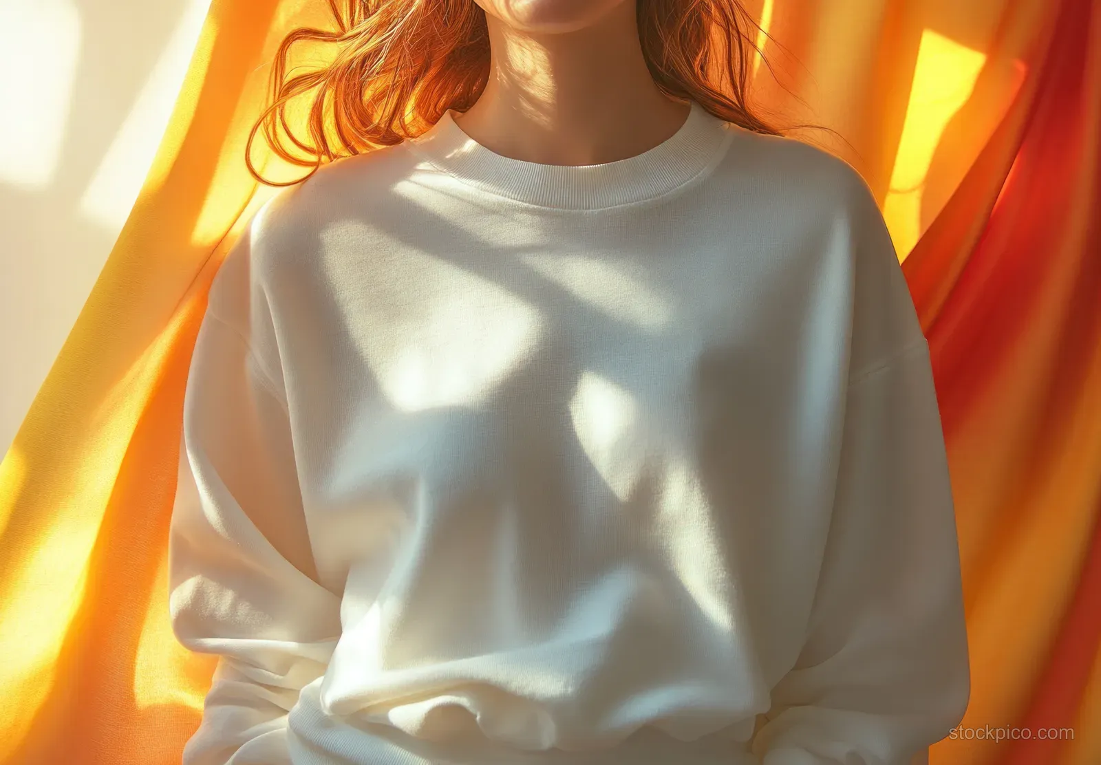 A watercolor fashion illustration of a white long-sleeve V-neck t-shirt with soft highlights and fabric flow.
