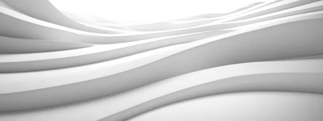 Abstract white curved lines forming a tunnel-like interior wall with soft shadows